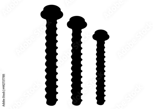 Furniture bolts in a set. Vector image.