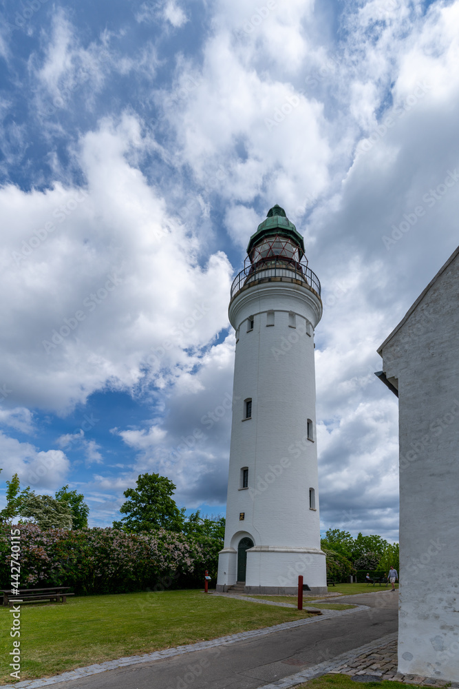 view of the Stevns Lighthouse on the east coast of Denmark on a beautiful summer day
