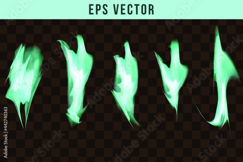 Green fire and smoke effect eps vector flame firing efect pyro