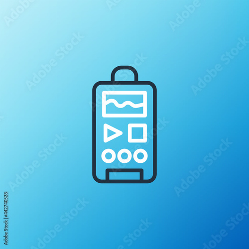 Line Dictaphone icon isolated on blue background. Voice recorder. Colorful outline concept. Vector