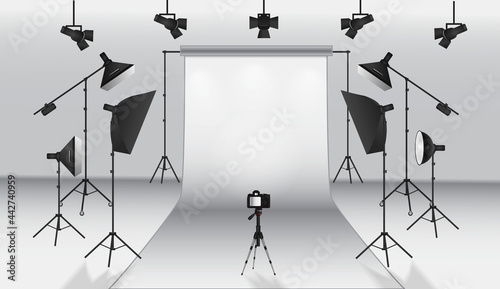 realistic photo studio white blank background isolated