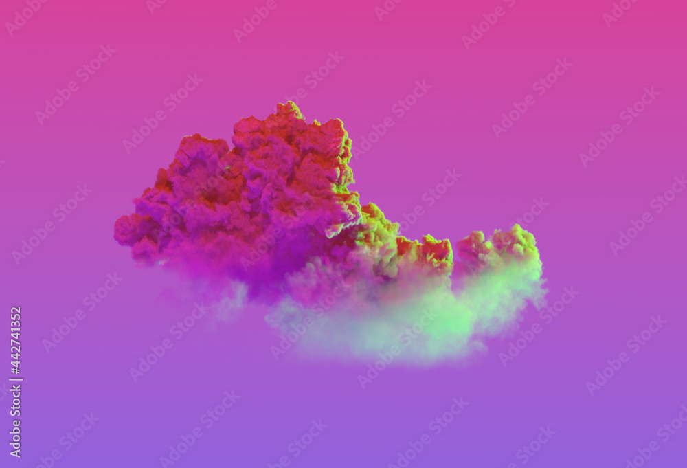pink - green alone large cumulus . design nature 3D illustration
