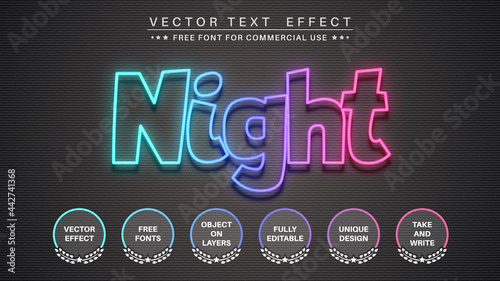 Neon night - edit text effect, font style