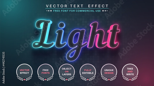 Light - edit text effect, font style