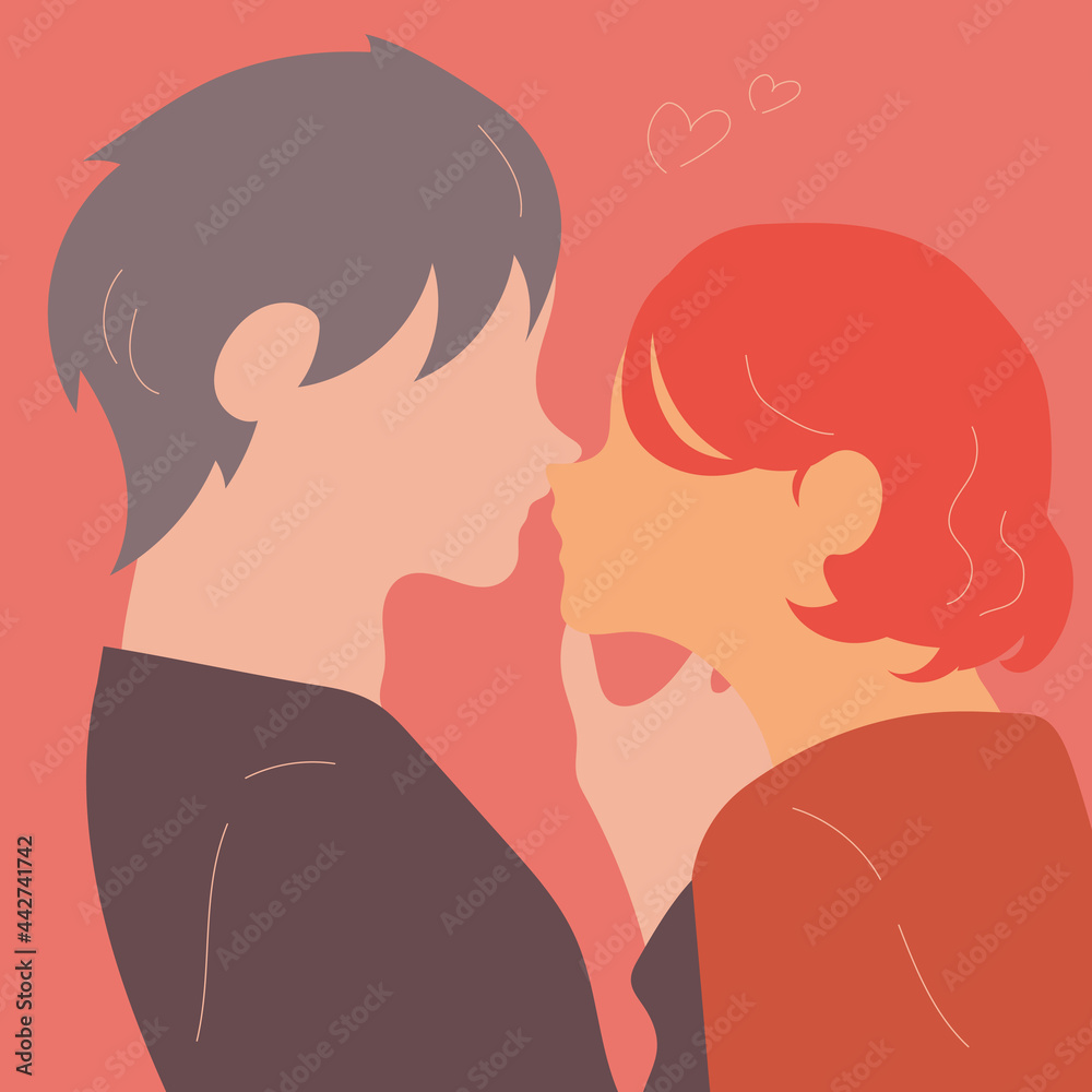 World Kissing day. Easy to edit template for typography poster, banner, sticker, flyer, badge, t-shot, etc. Couple of lovers. Kiss of a guy and a girl. Valentine's Day. Couple flat design. World Kissing day. Easy to edit template for typography poster, banner, sticker, flyer, badge, t-shot, etc. Couple of lovers. Kiss of a guy and a girl. Valentine's Day. Couple flat design.