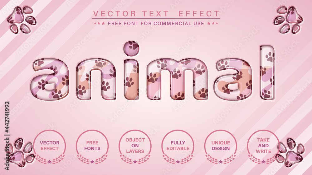 Animal paw - edit text effect, font style