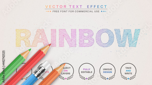 Rainbow pencil - edit text effect, font style