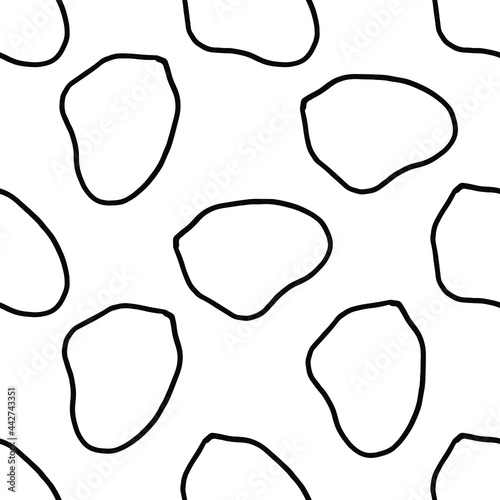 Trendy black and white graphic seamless pattern with strokes and stains. Minimalist Scandinavian style. Vector abstract background with hand painted lines. Design for wrapping paper, prints, fabrics