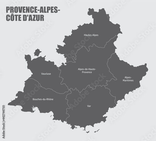 Provence-Alpes-Cote dAzur administrative map photo