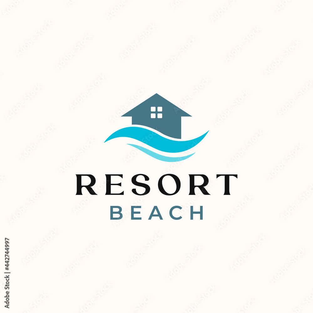 Palm Resort Logo Template Isolated in White Background Palm Resort Logo Template Isolated in White Background
