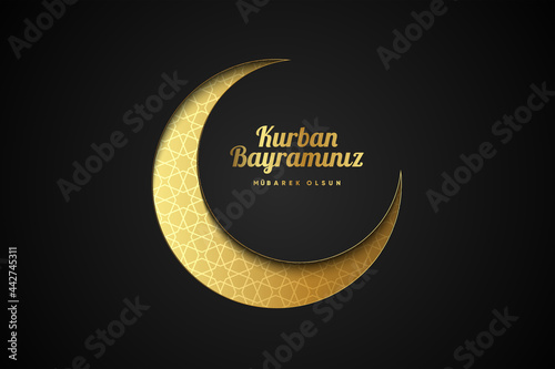 Premium Design for Feast of the Sacrif (Eid al-Adha Mubarak) Feast of the Sacrifice Greeting (Turkish: Kurban Bayraminiz Mubarek Olsun) Holy days of muslim community. Islamic decorative background. photo