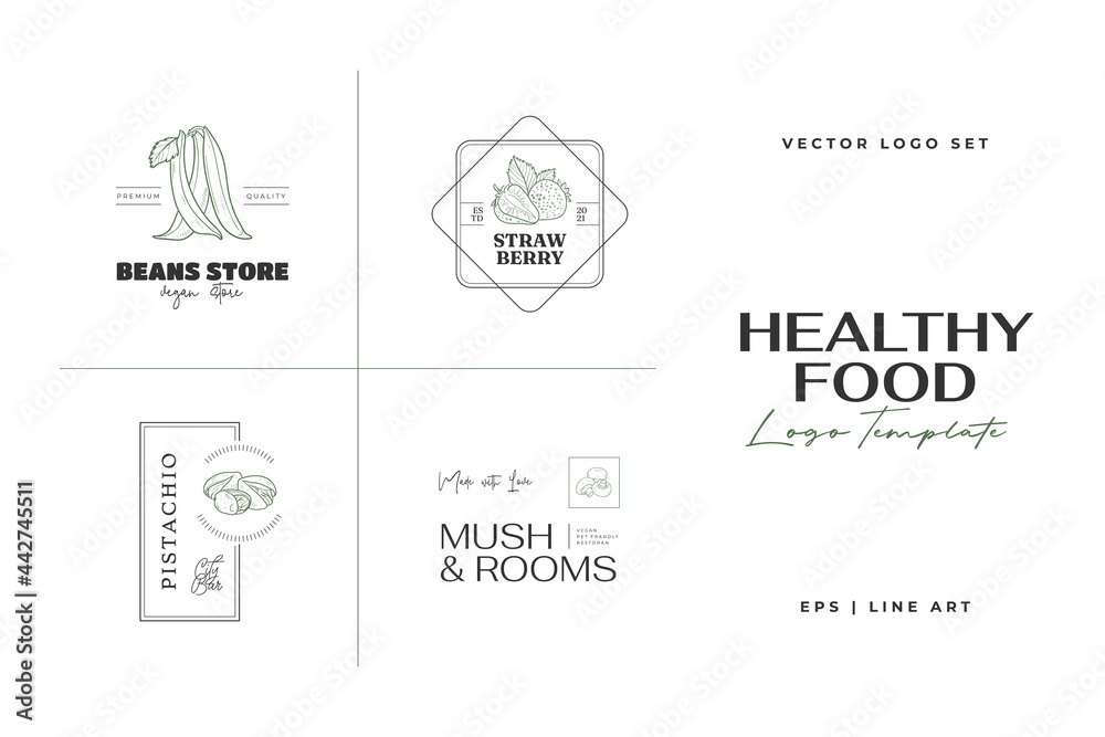 Healthy Food Logo Template Hand Drawn Illustrations For For Restaurant healthy-food-logo-template-hand-drawn-illustrations-for-for-restaurant