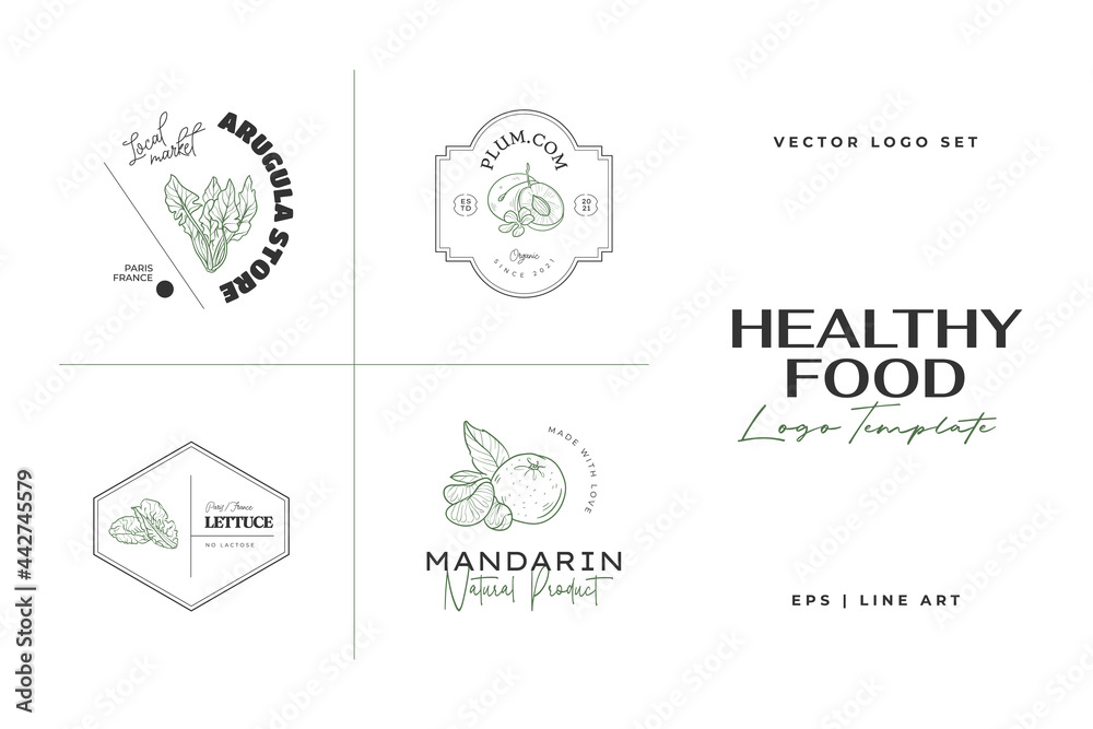 Healthy Food Logo Template Hand Drawn Illustrations For For Restaurant healthy-food-logo-template-hand-drawn-illustrations-for-for-restaurant