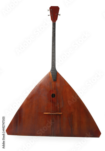 Bass balalaika isolated on white. Folk string musical instrument photo