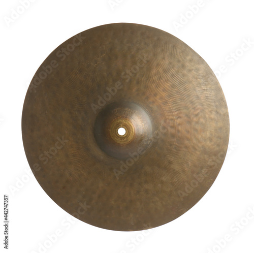 Cymbal isolated on white. Percussion musical instrument