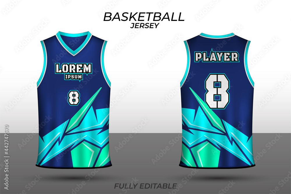 Basketball jersey design template. Uniform front and back. Sports jersey  vector. Stock Vector | Adobe Stock