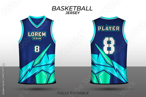 Basketball jersey design template. Uniform front and back. Sports jersey vector.