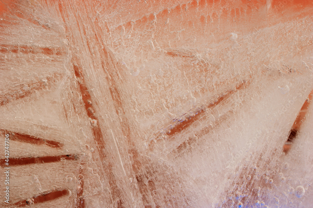 Fototapeta premium Ice texture with small round air bubbles trapped inside 