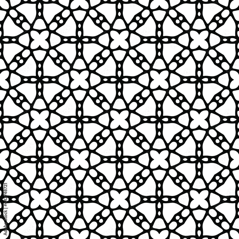 Naklejka premium floral seamless pattern background.Geometric ornament for wallpapers and backgrounds. Black and whitepattern. 