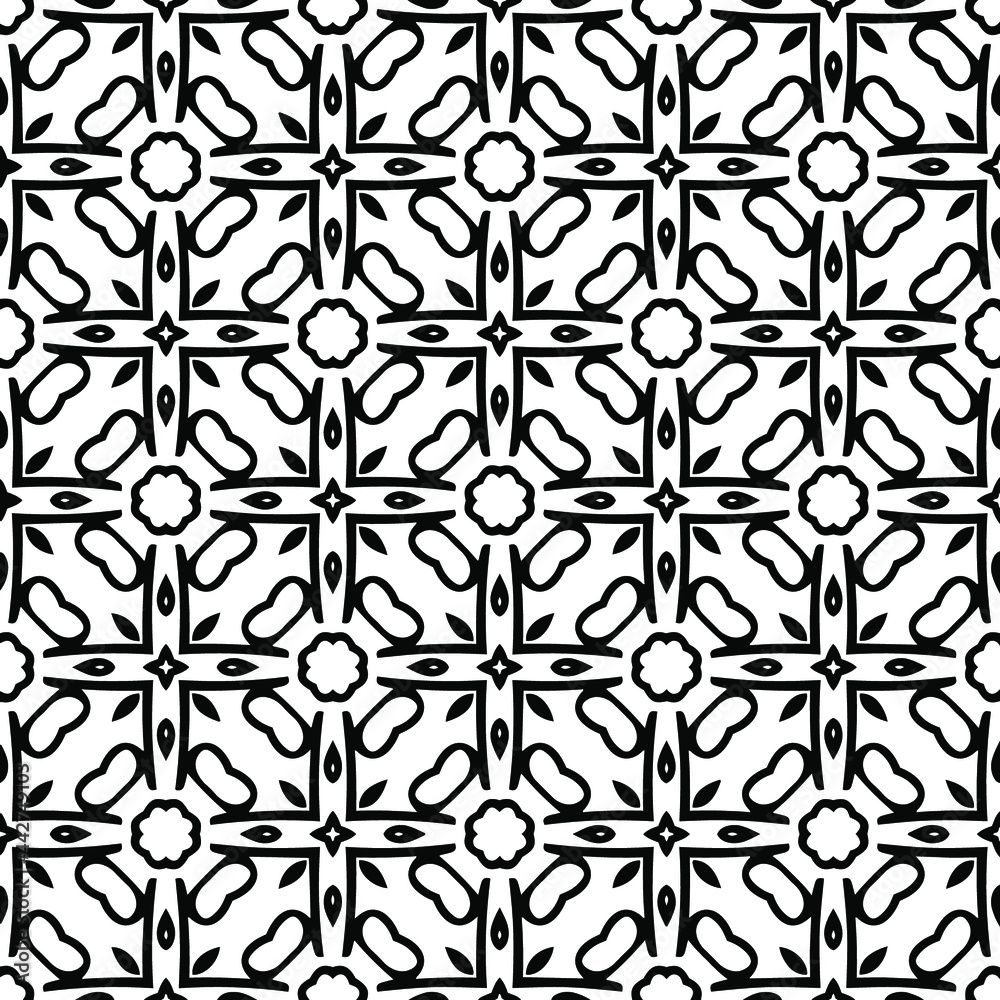 
floral seamless pattern background.Geometric ornament for wallpapers and backgrounds. Black and white 

pattern. 