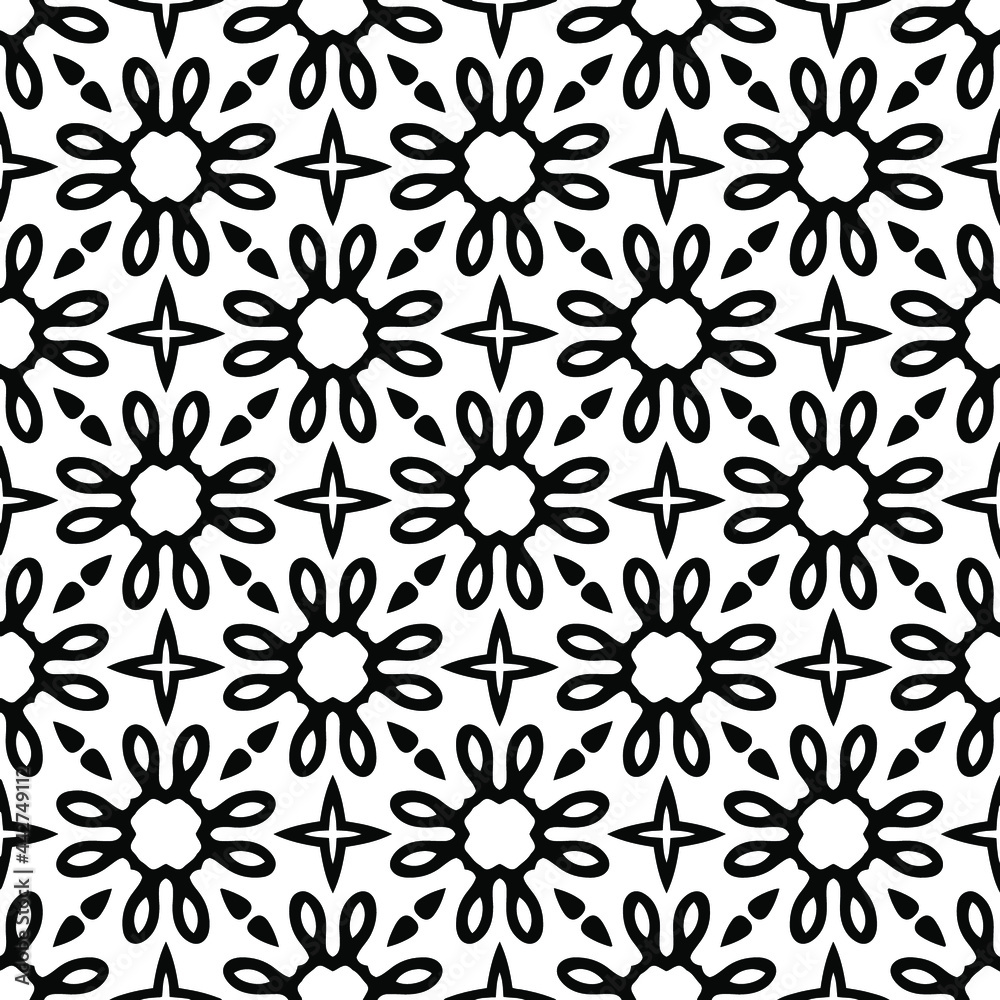 
floral seamless pattern background.Geometric ornament for wallpapers and backgrounds. Black and white 

pattern. 