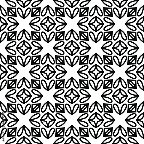  floral seamless pattern background.Geometric ornament for wallpapers and backgrounds. Black and whitepattern. 