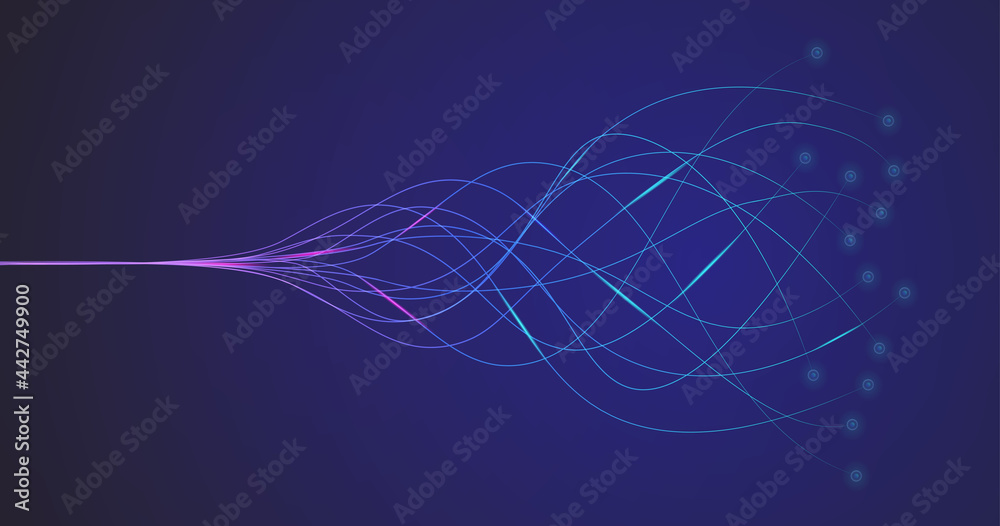 abstract lines with dots, connecting or big data concept, vector illustration