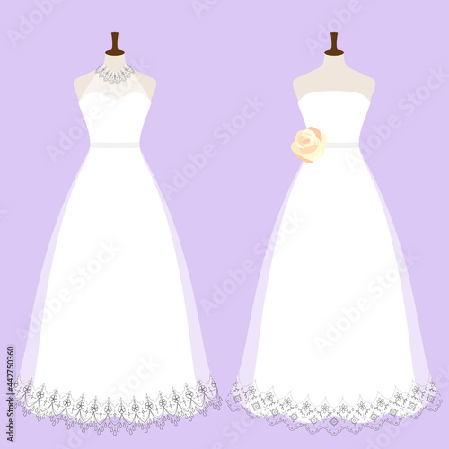 Vector illustration of two mannequins wearing a wedding dress (same-sex marriage, LGBT)
