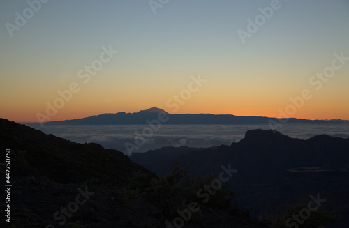 Gran Canaria, landscape of the central part of the island, Las Cumbres, ie The Summits, short hike between rock Formation Chimirique and iconic Roque Nublo, evening light 