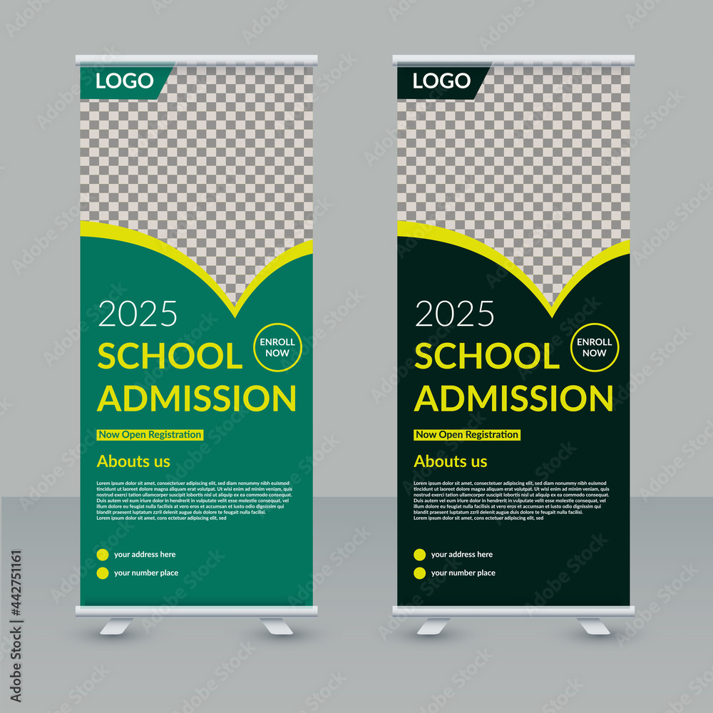 school Admission roll up banner post template, college, university In College Banner Template