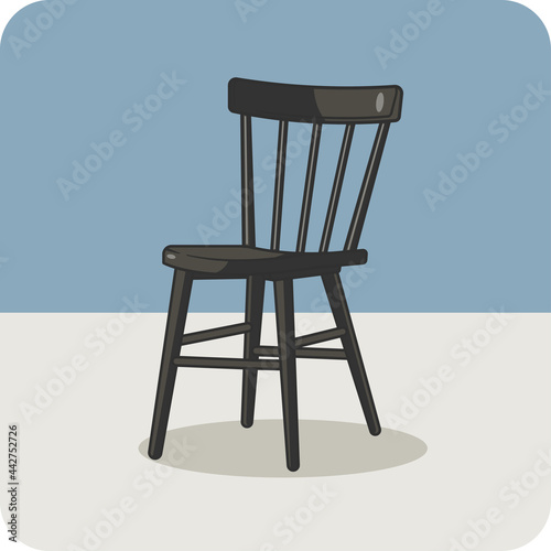 Wooden chair black color, vector design and isolated background.
