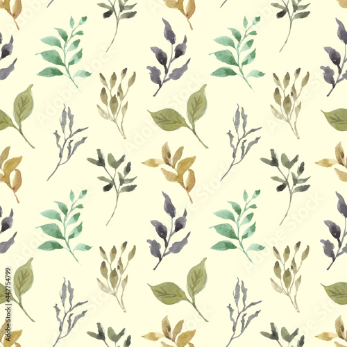 Vintage summer leaf watercolor seamless pattern