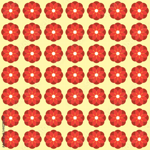 Red retro pattern flowers