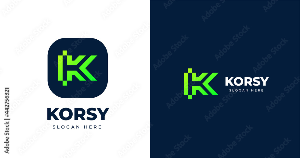 Initial K letter logo design template, line concept, vector illustration for personal or company Initial K letter logo design template, line concept, vector illustration for personal or company
