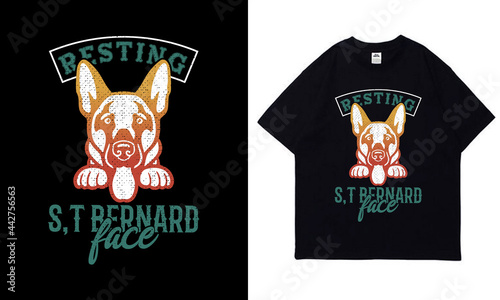 Resting S, T  Bernard Dog Vector Graphic T-Shirt Design Template photo