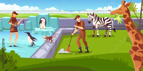 Zoo Animals Zookeepers Composition