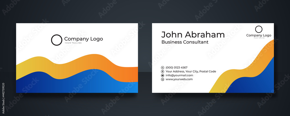 Business cards design template with blue orange black color