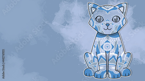 Cute Mandala Cat Wallpaper Background