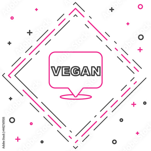 Line Vegan food diet icon isolated on white background. Organic, bio, eco symbol. Vegan, no meat, lactose free, healthy, fresh and nonviolent food. Colorful outline concept. Vector