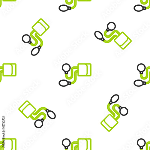 Line Blood pressure icon isolated seamless pattern on white background. Vector