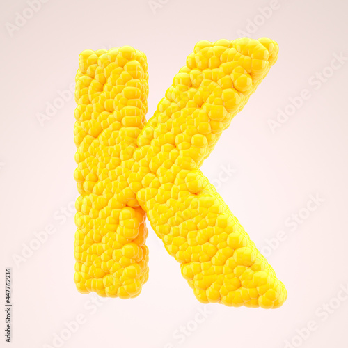 Wallpaper Mural Corn bubbles yellow letter K. Alphabet symbol on nude color background. 3d rendering Torontodigital.ca