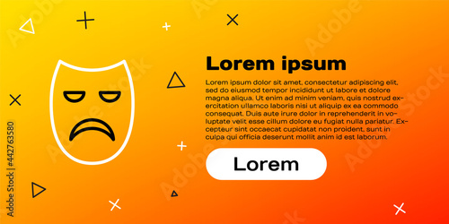 Line Drama theatrical mask icon isolated on yellow background. Colorful outline concept. Vector