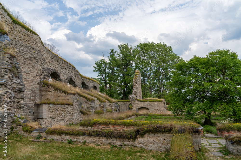view of the Alvastra Abbey ruins in southern Sweden