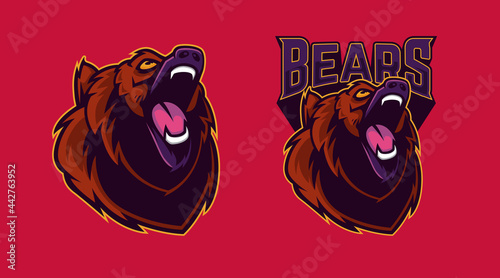 Angry Bear Head Mascot Illustration