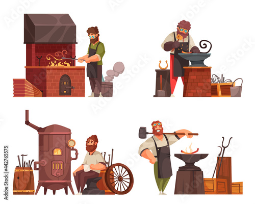 Blacksmith Workshop Cartoon Concept