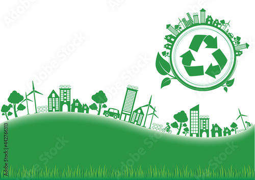 Ecology connection  concept background . Vector infographic illustration