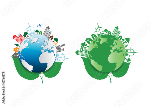 Ecology connection  concept background . Vector infographic illustration