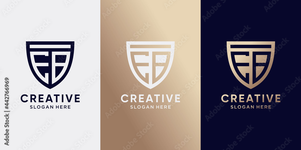 Creative monogram logo design initial letter EB with shield concept Creative monogram logo design initial letter EB with shield concept
