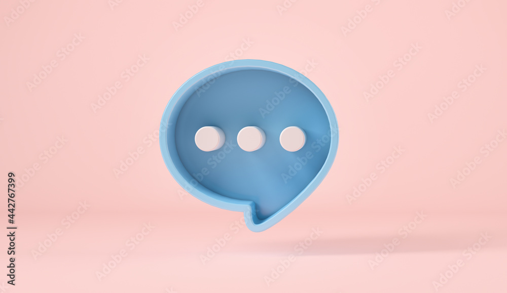 Bubble talk or comment sign symbol on pink background. 3d rendering - obrazy, fototapety, plakaty 
