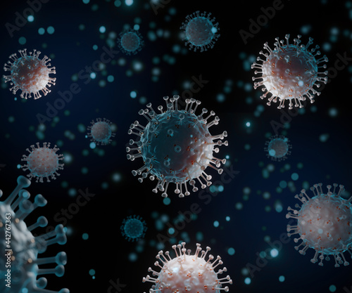 virus microscope close up cells bacteria    Dangerous strain of corona 2019 3d rendering